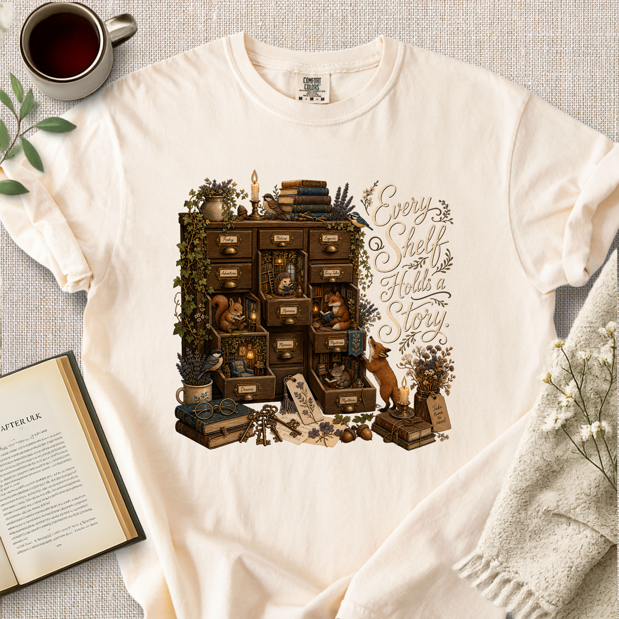 "Every Shelf Holds A Story" Cozy Tee