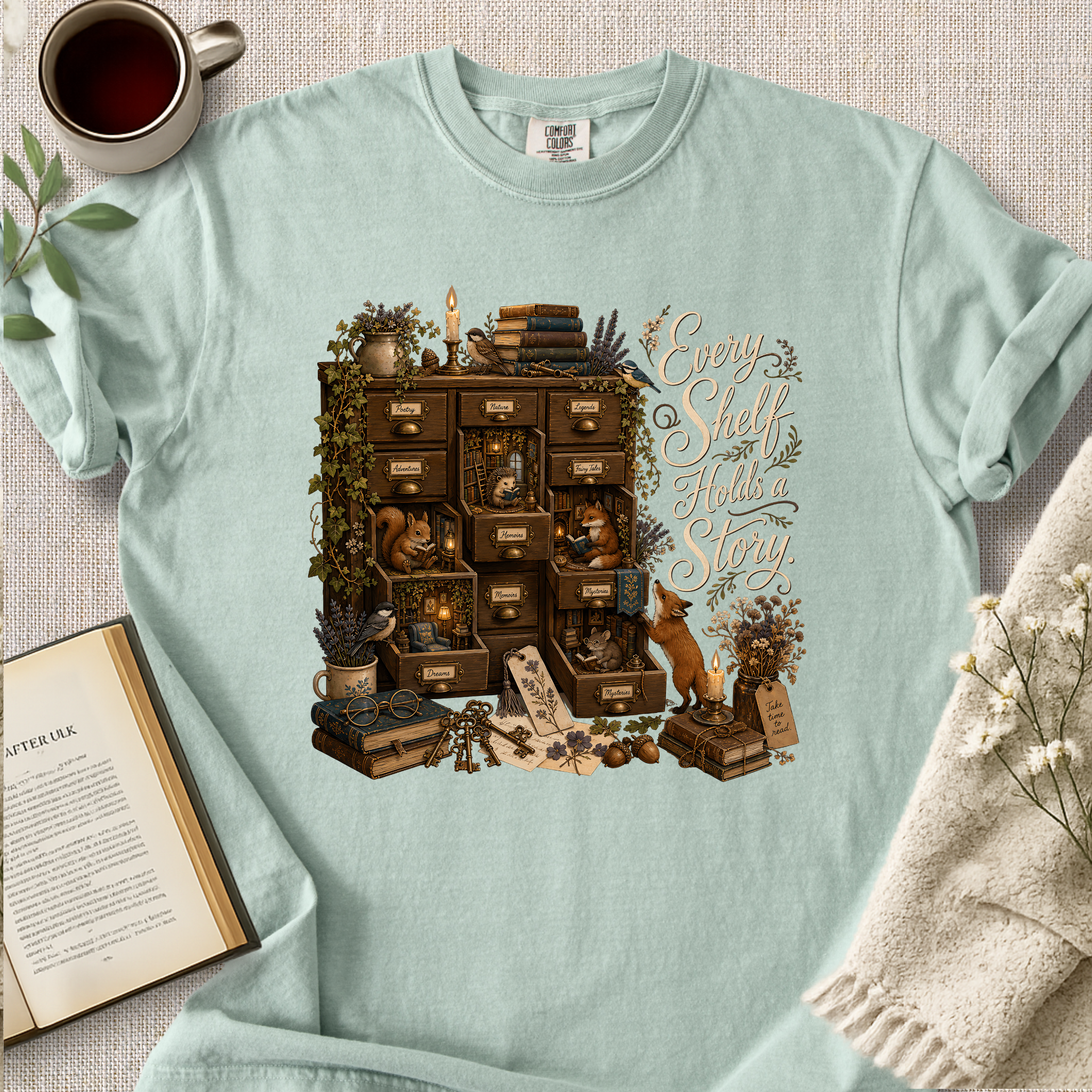 "Every Shelf Holds A Story" Cozy Tee