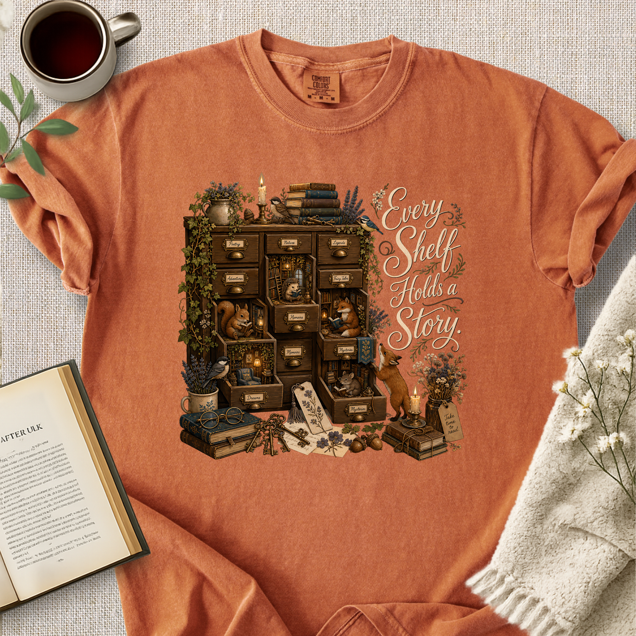 "Every Shelf Holds A Story" Cozy Tee