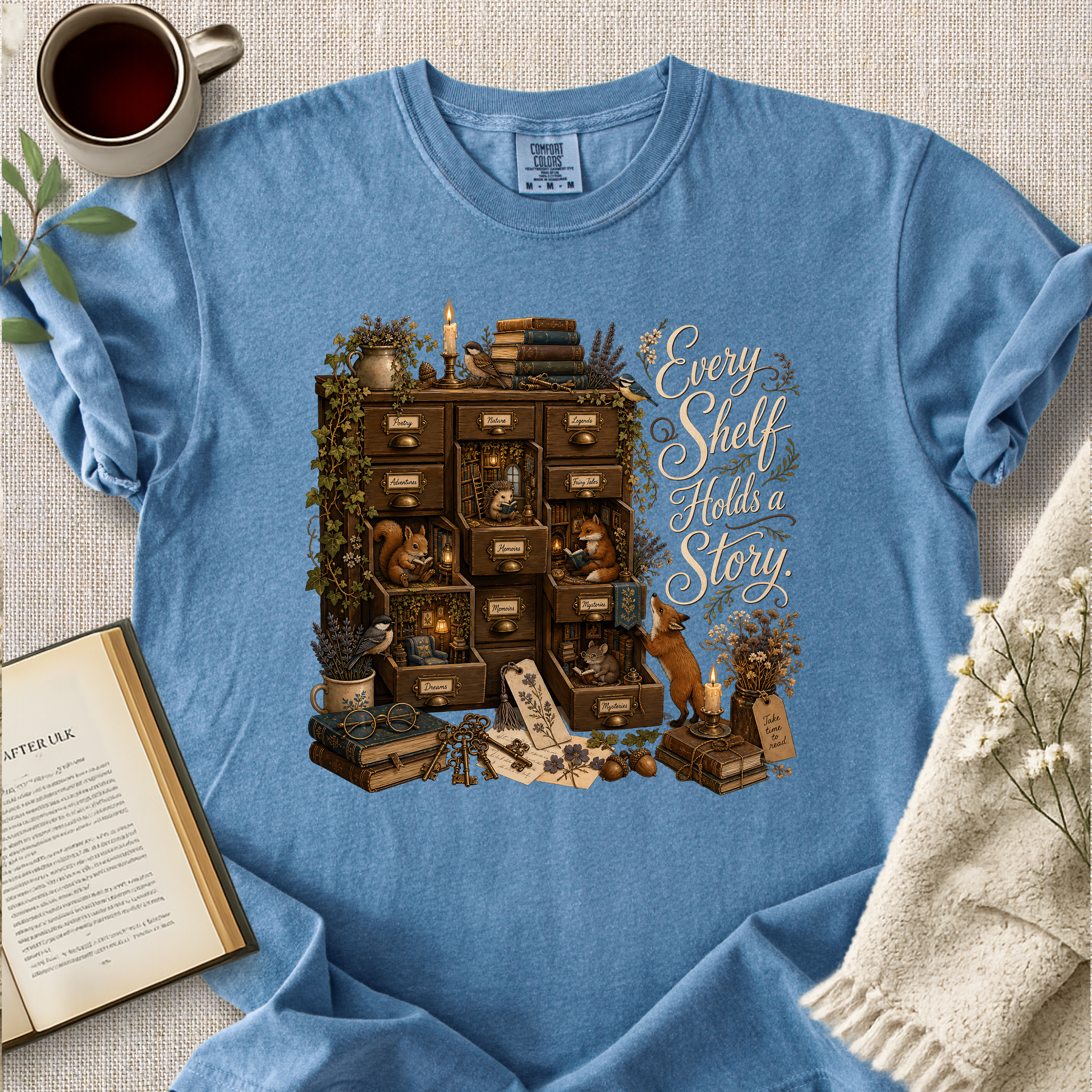 "Every Shelf Holds A Story" Cozy Tee