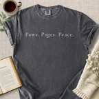 "Paws.  Pages.  Peace." Cozy Tee