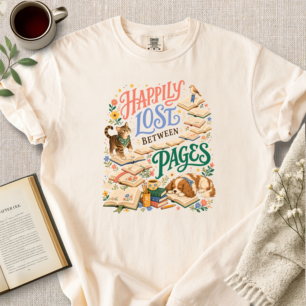 "Happily Lost Between Pages" Cozy Tee