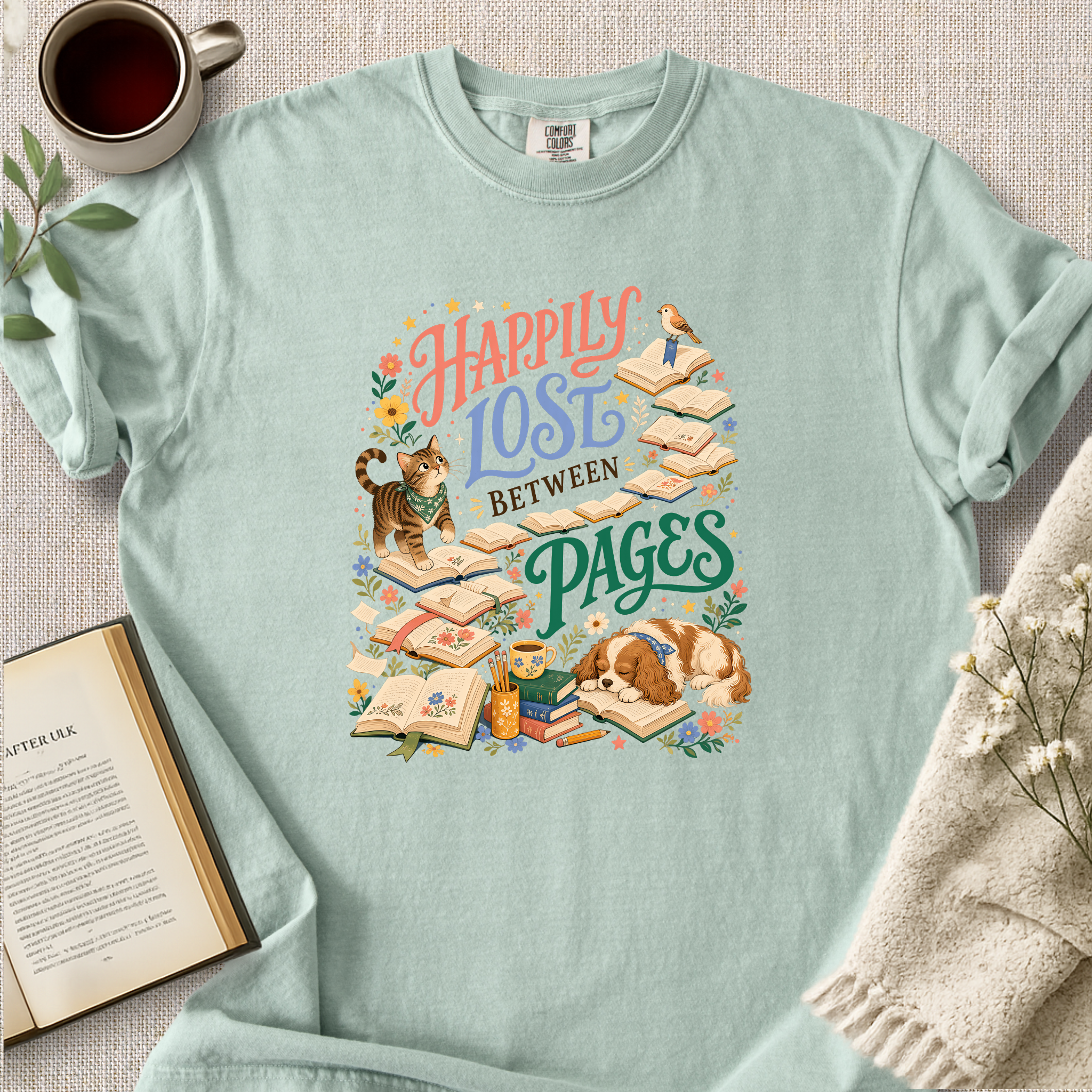 "Happily Lost Between Pages" Cozy Tee