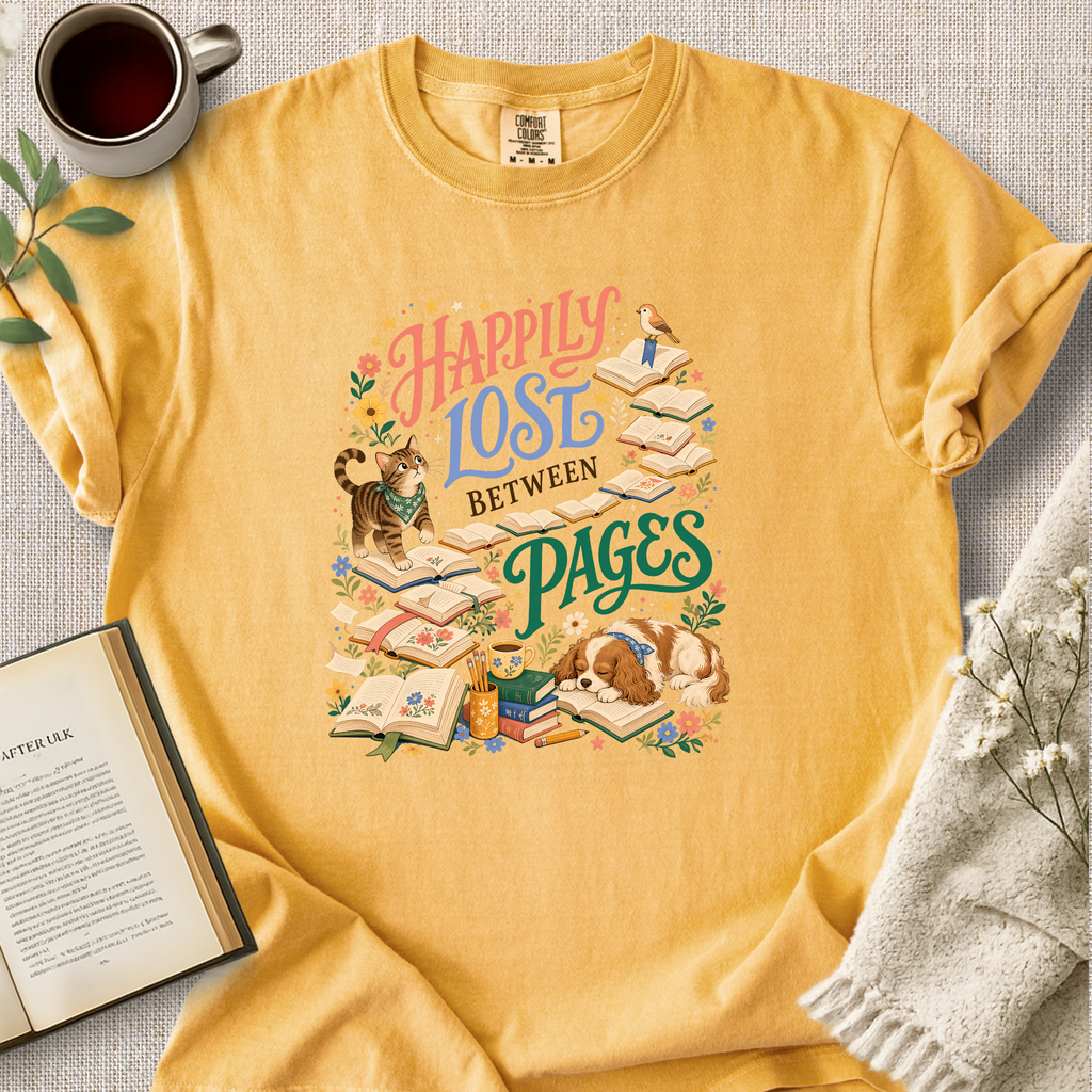 "Happily Lost Between Pages" Cozy Tee