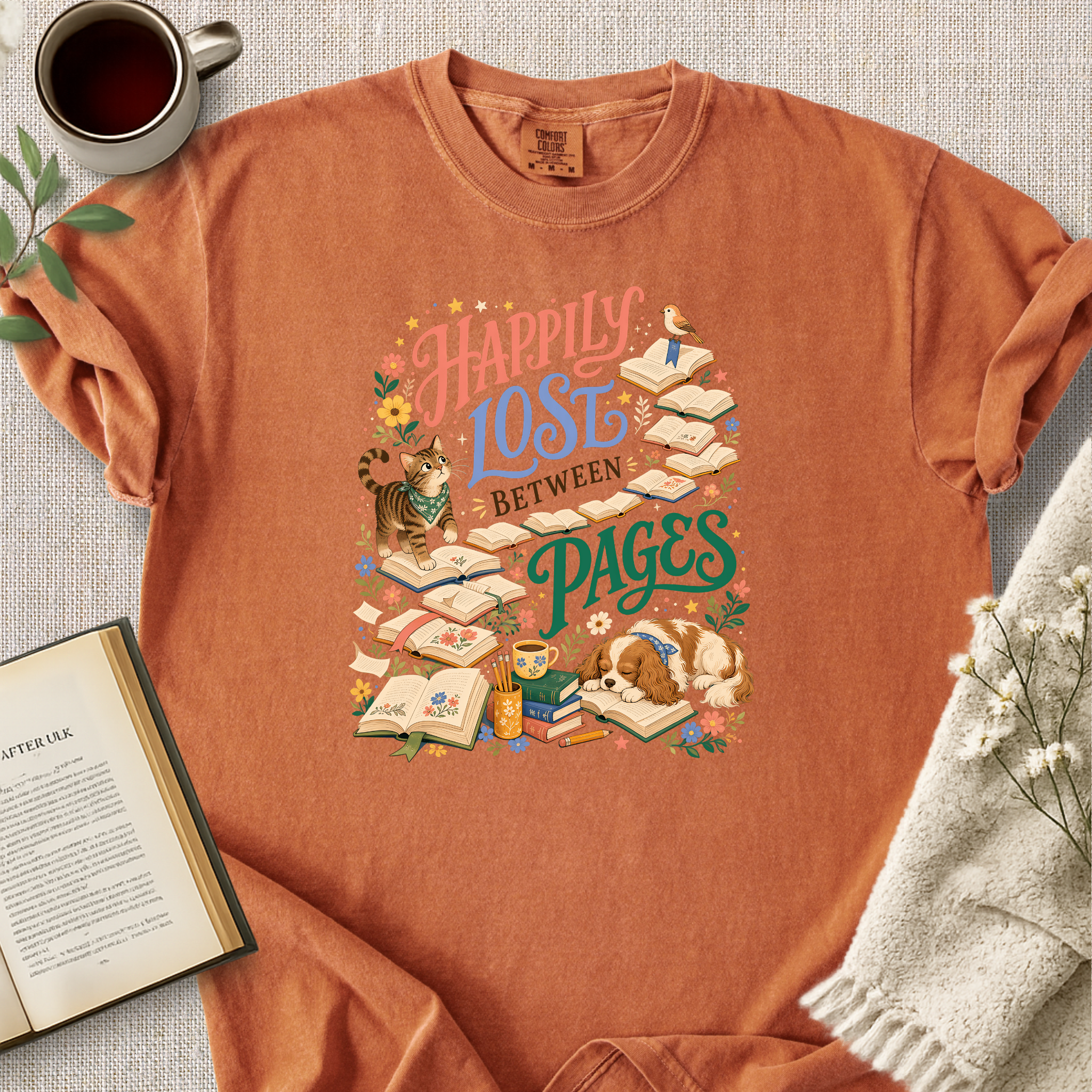 "Happily Lost Between Pages" Cozy Tee