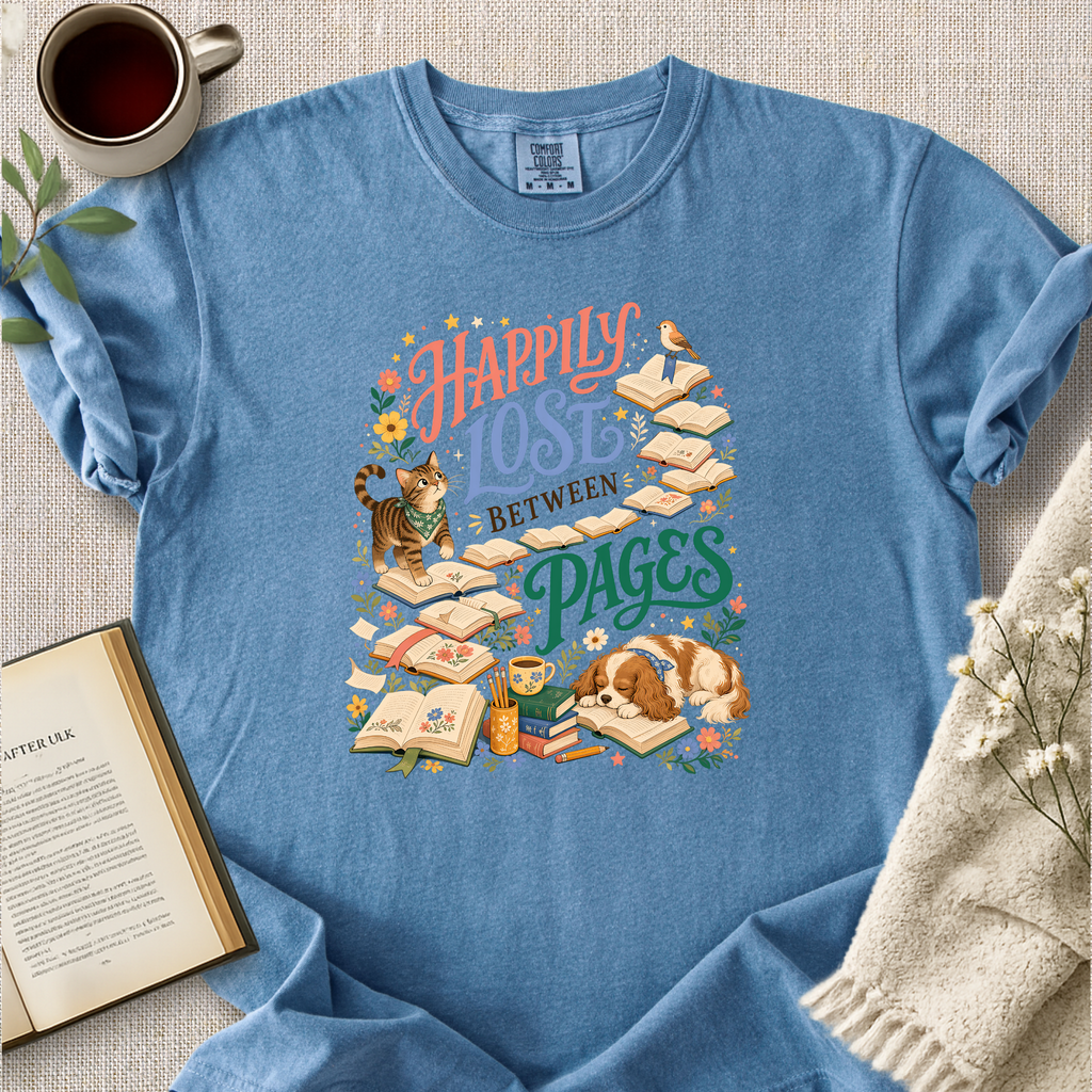 "Happily Lost Between Pages" Cozy Tee
