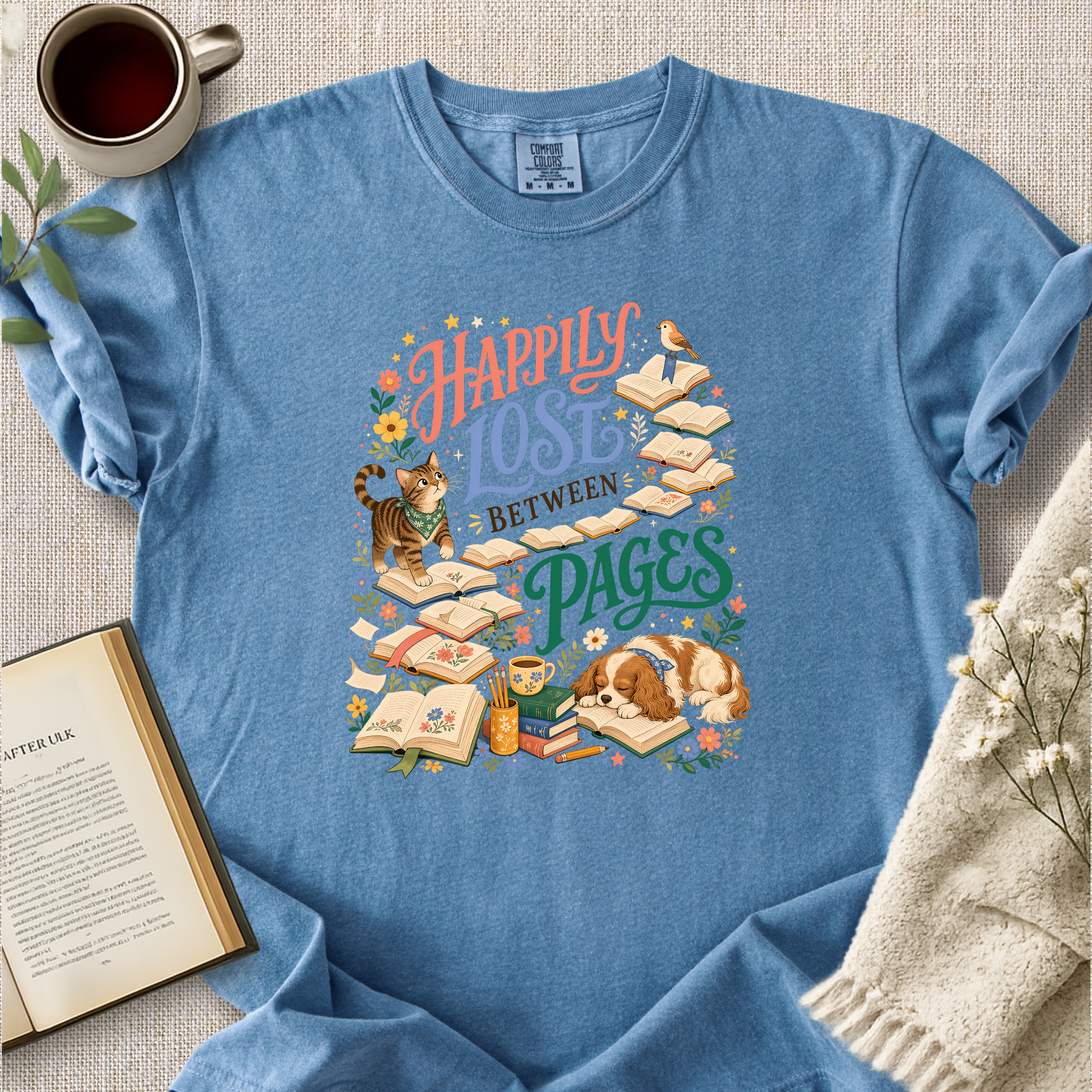"Happily Lost Between Pages" Cozy Tee
