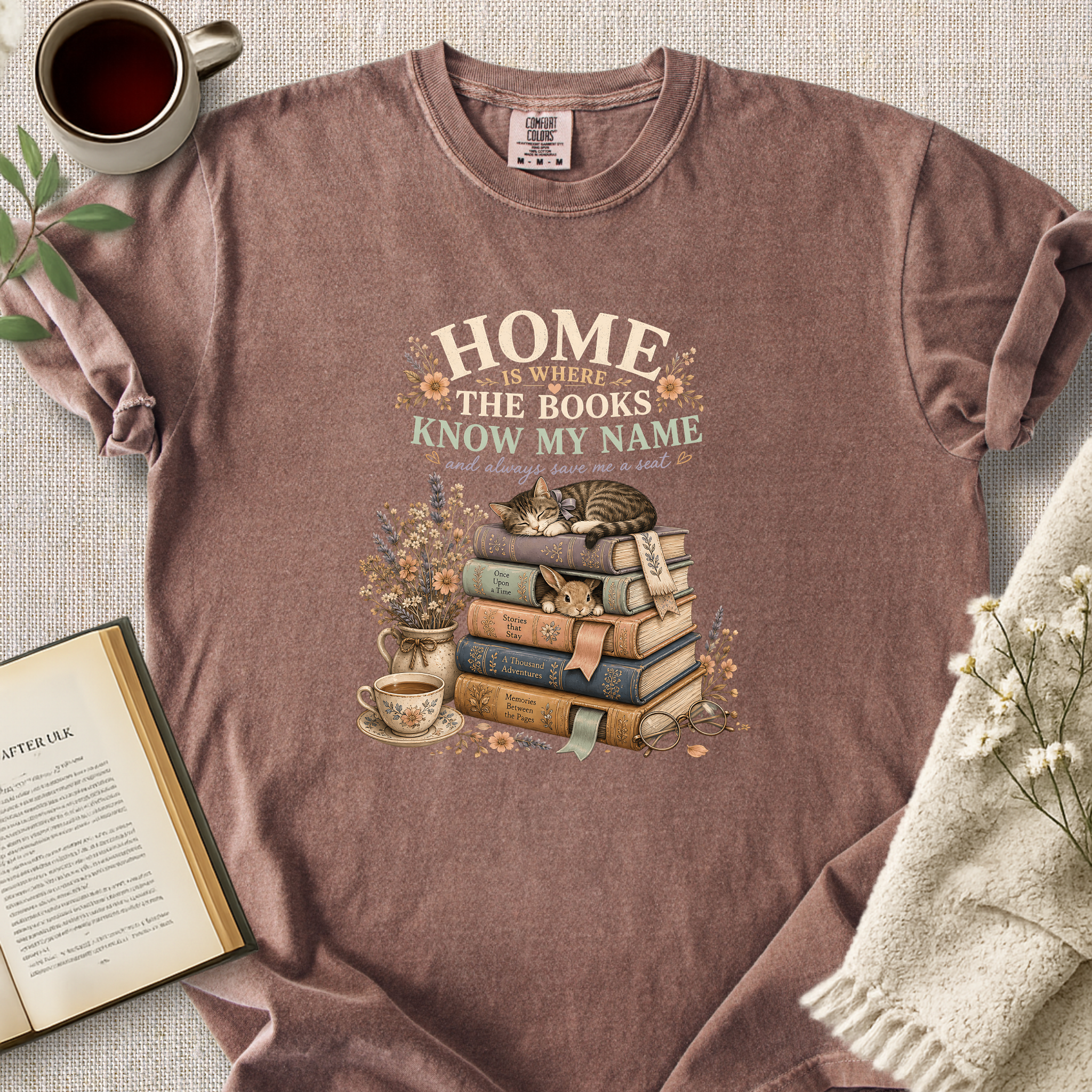 "Home Is Where The Books Know My Name" Cozy Tee