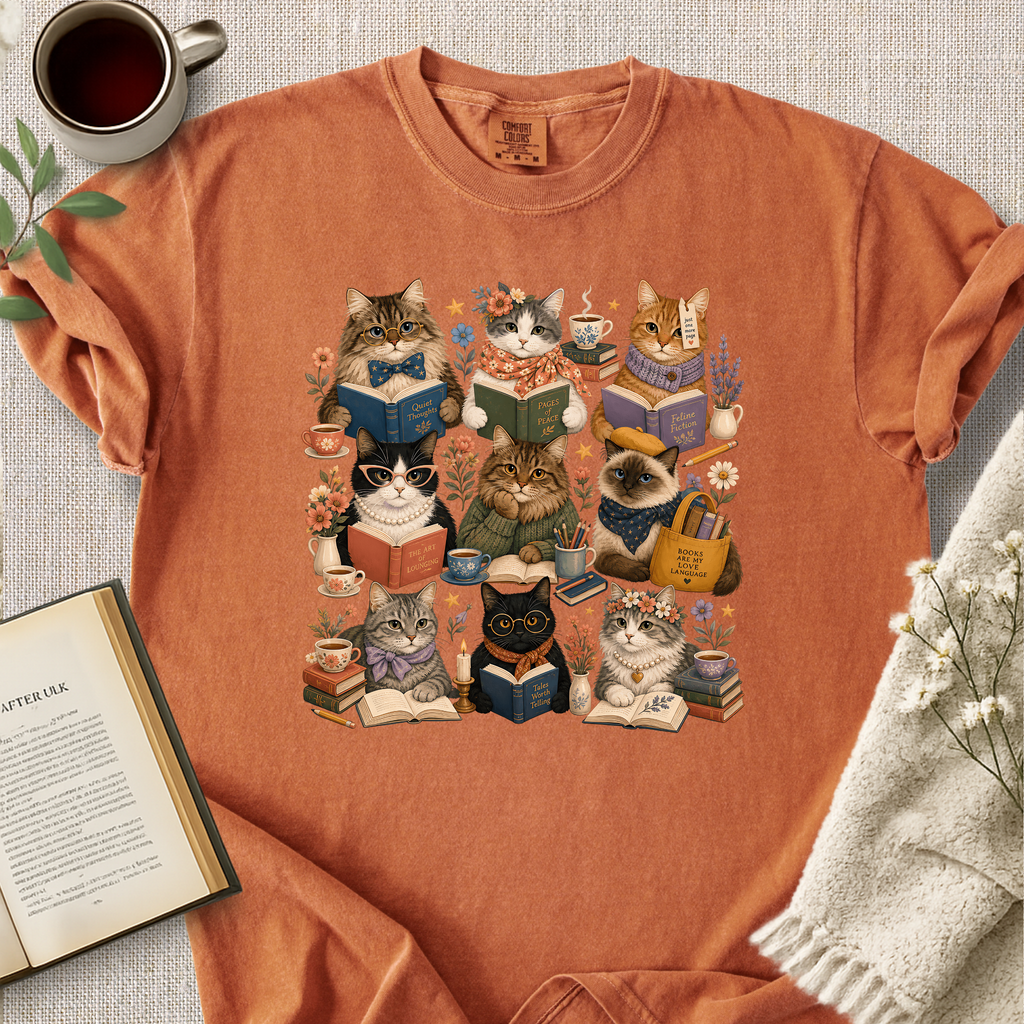 "Nine Cat Readers" Cozy Tee