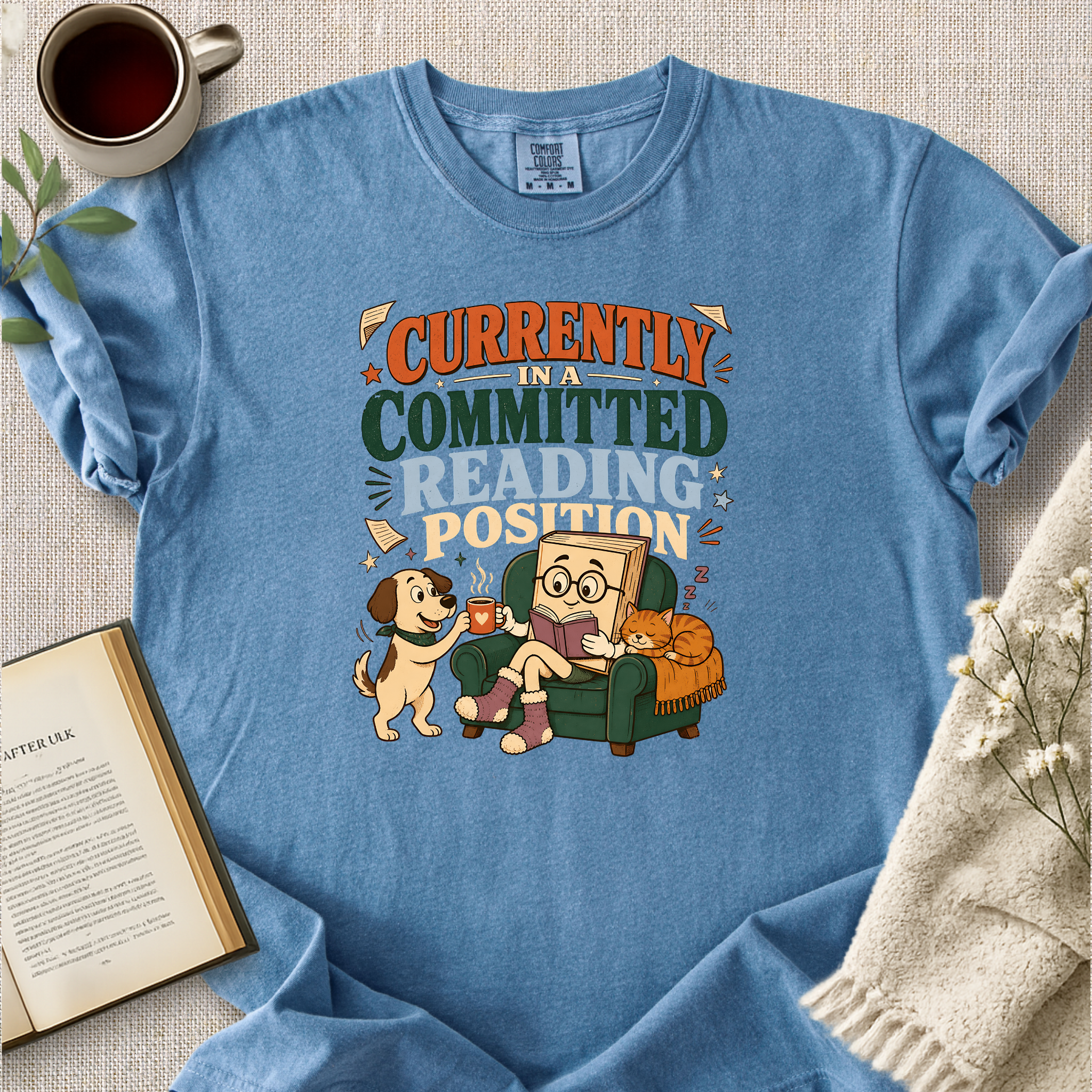"Currently In A Committed Reading Position" Cozy Tee