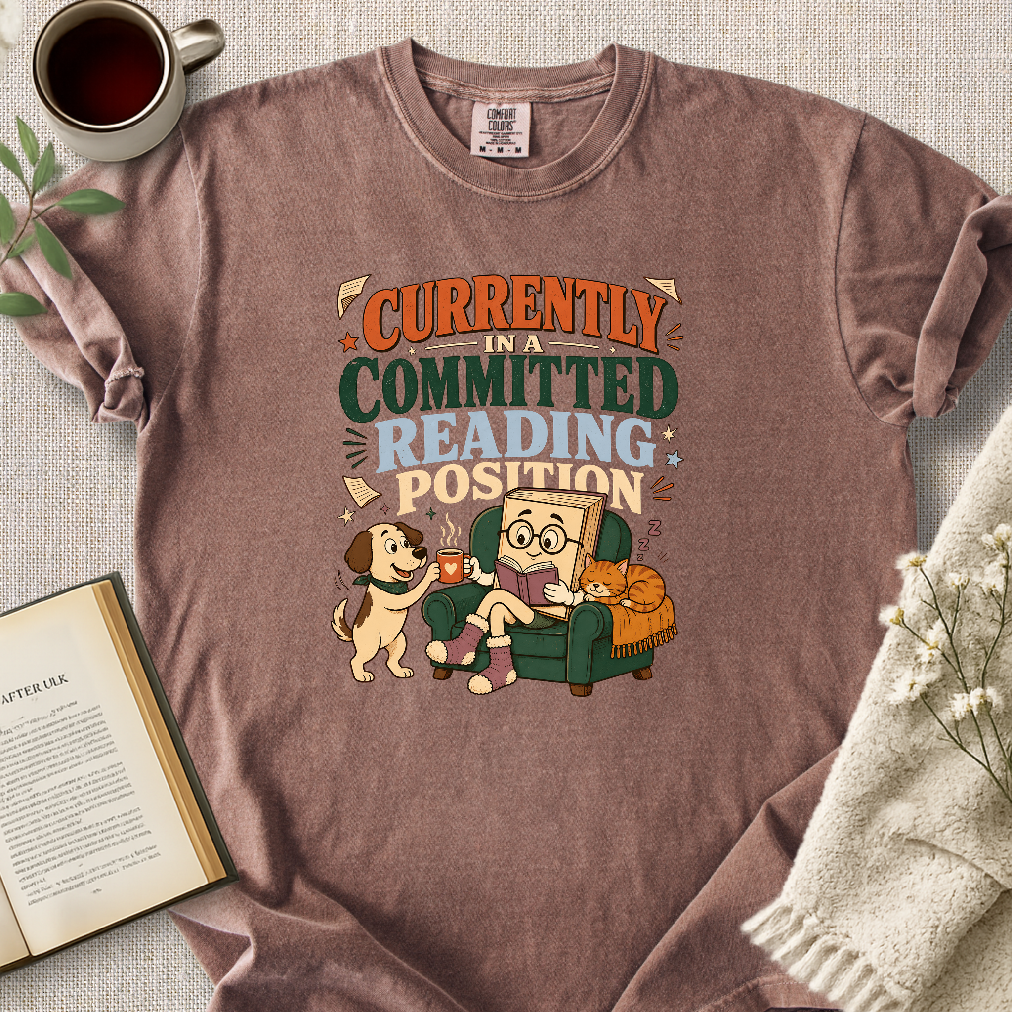 "Currently In A Committed Reading Position" Cozy Tee