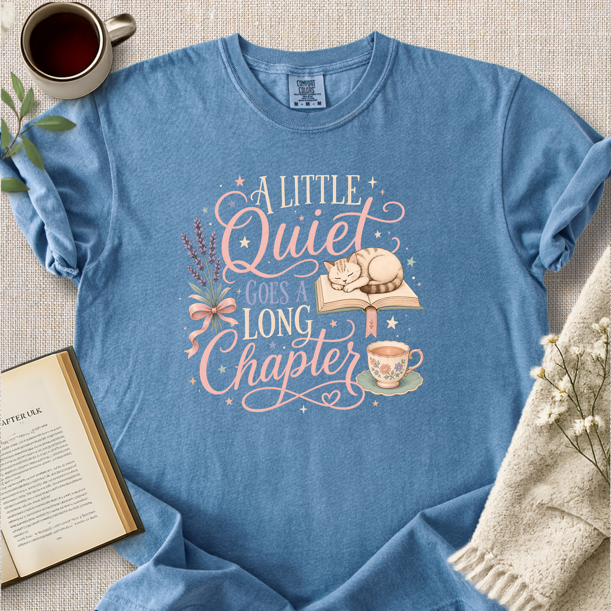 "A Little Quiet Goes A Long Chapter" Cozy Tee