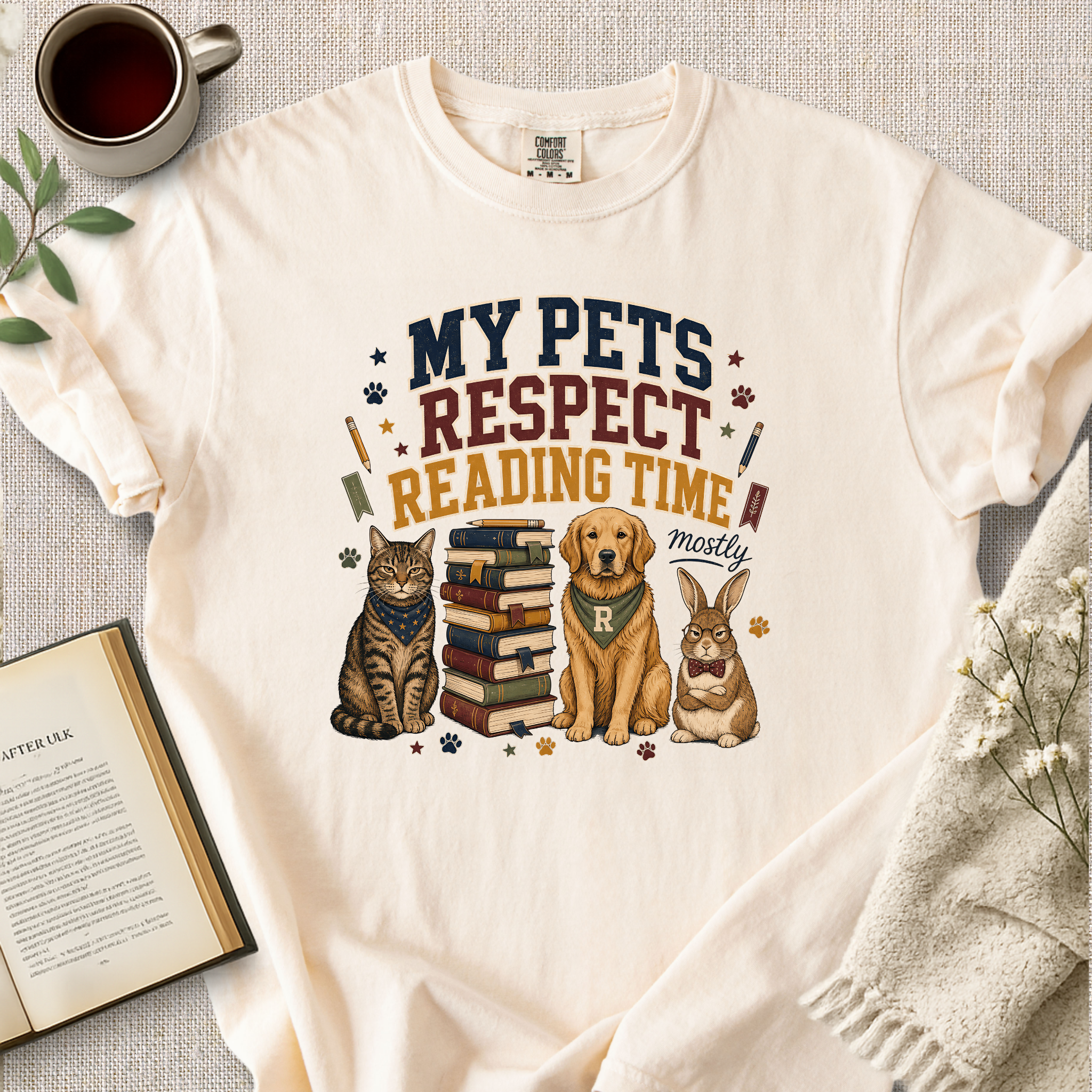 "My Pets Respect Reading Time - Mostly" Cozy Tee