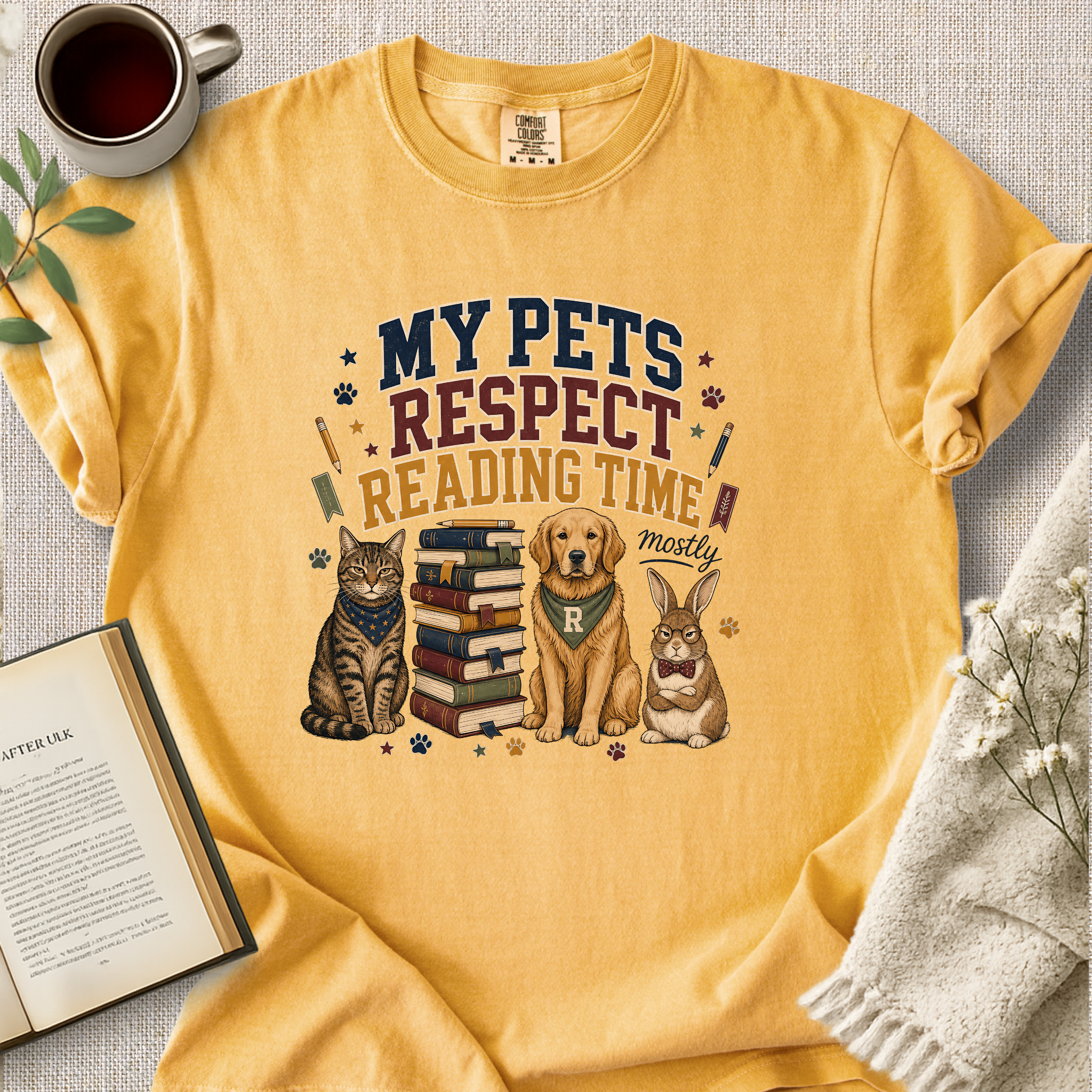"My Pets Respect Reading Time - Mostly" Cozy Tee