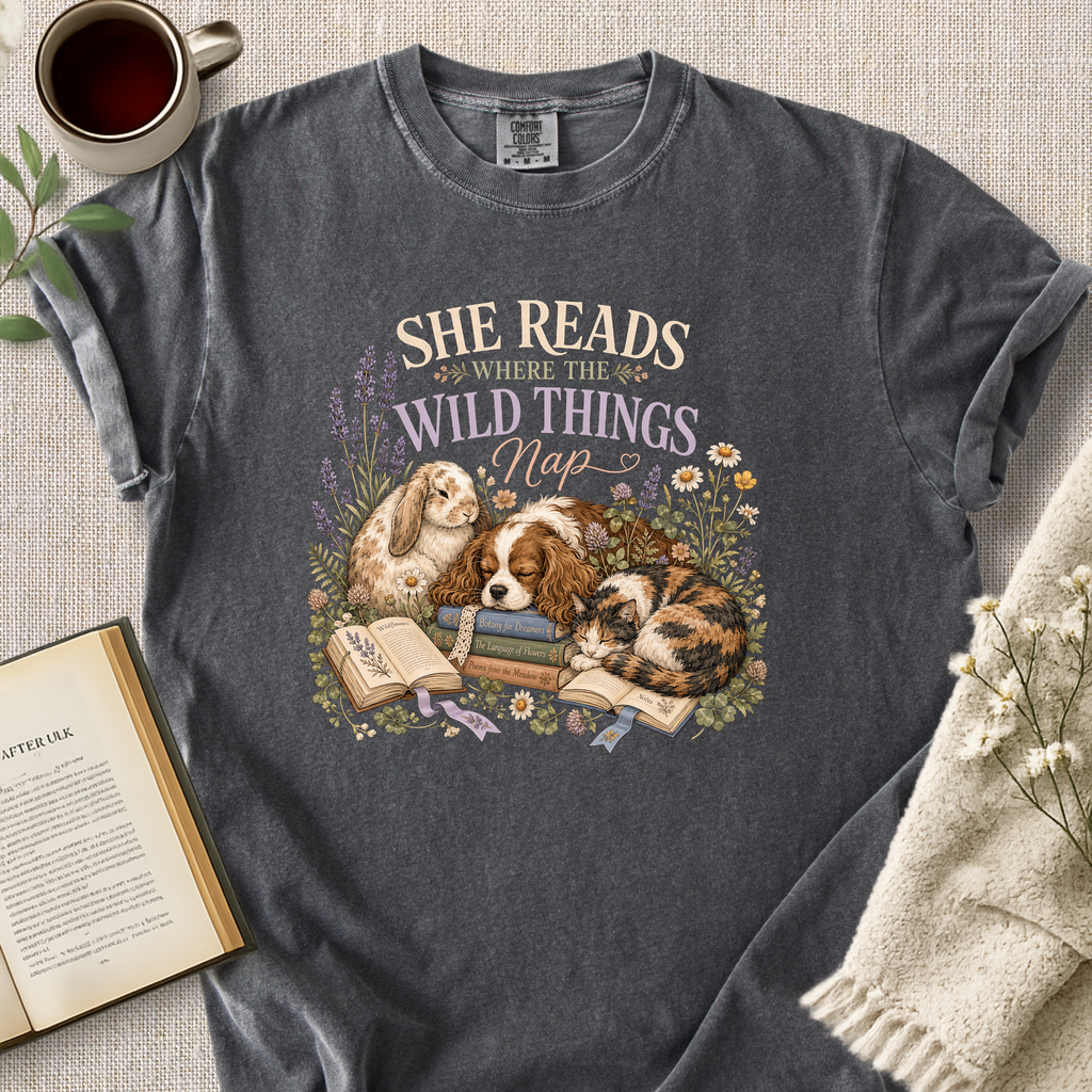 "She Reads Where The Wild Things Nap" Cozy Tee