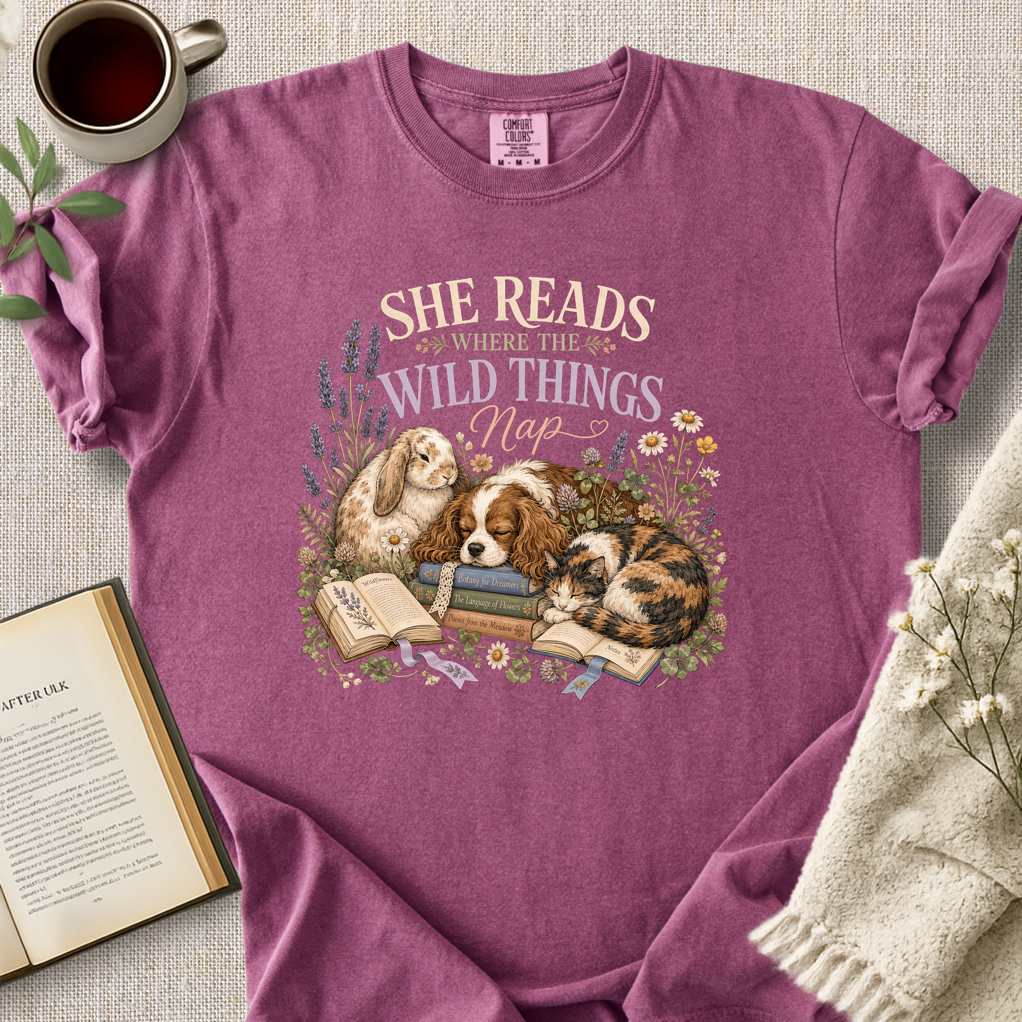 "She Reads Where The Wild Things Nap" Cozy Tee