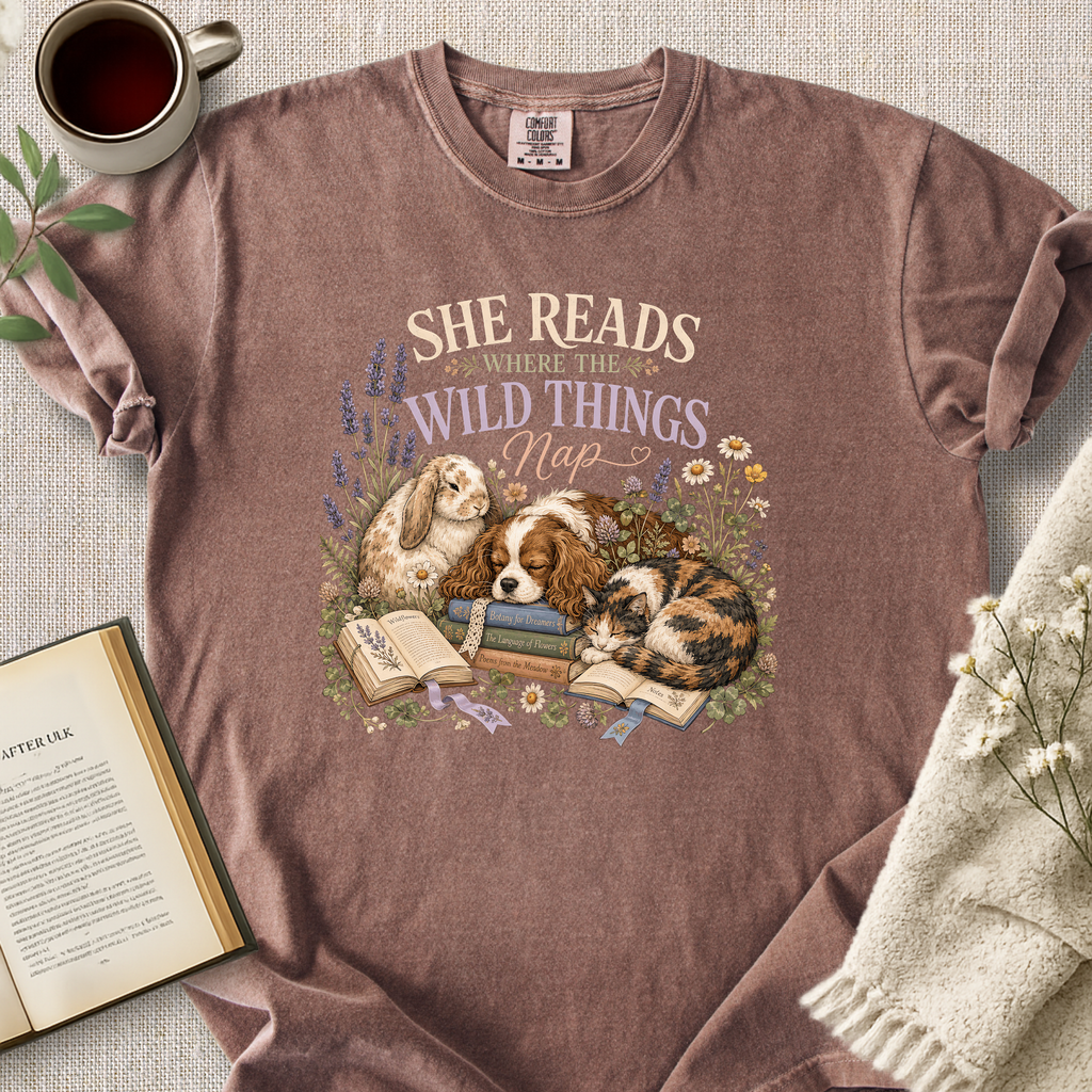 "She Reads Where The Wild Things Nap" Cozy Tee