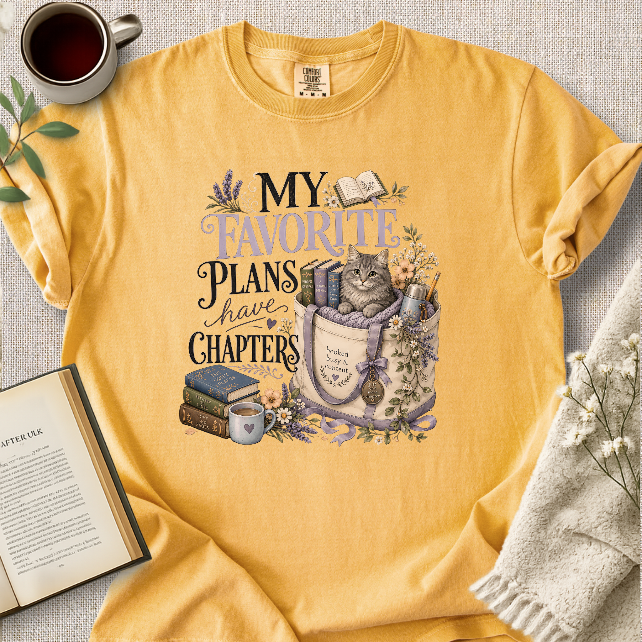 "My Favorite Plans Have Chapters" Cozy Tee