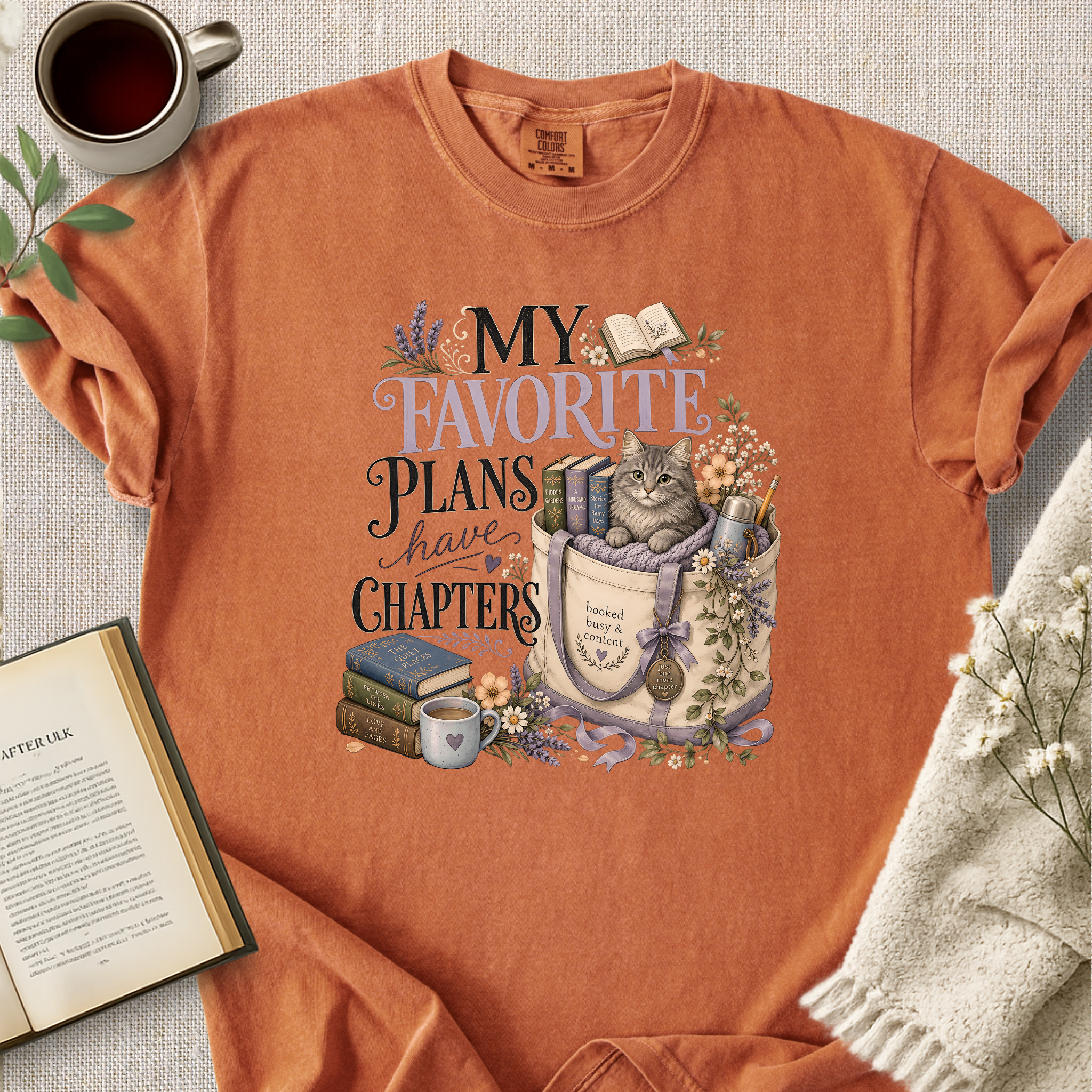 "My Favorite Plans Have Chapters" Cozy Tee