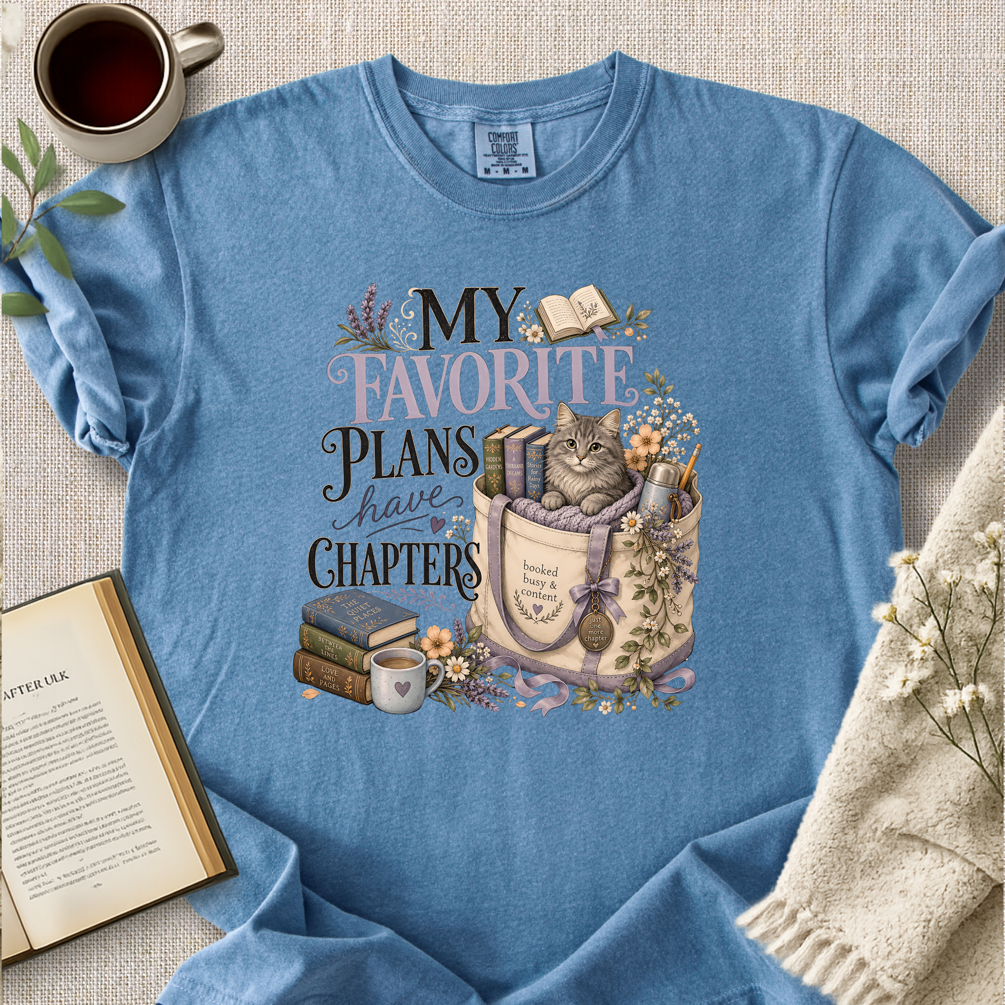 "My Favorite Plans Have Chapters" Cozy Tee