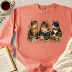 "Cat Book Club" Garment-Dyed Comfort Sweatshirt