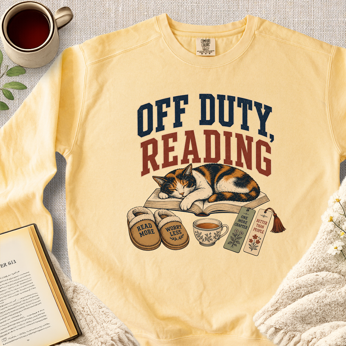 "Off Duty, Reading" Garment-Dyed Comfort Sweatshirt
