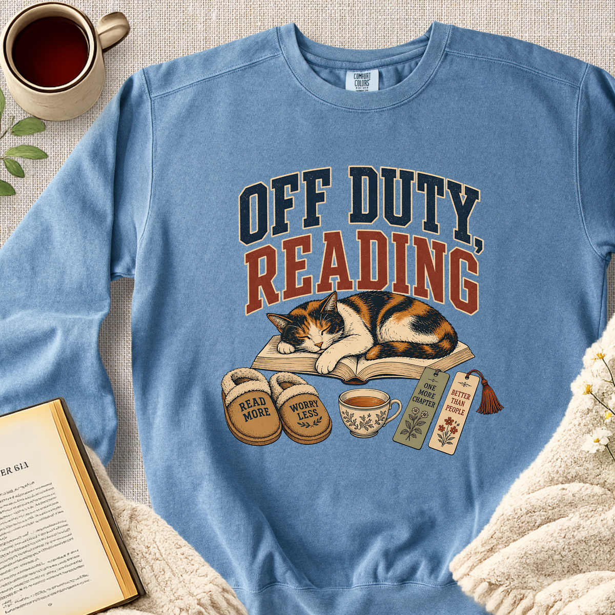 "Off Duty, Reading" Garment-Dyed Comfort Sweatshirt
