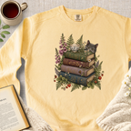 "Mischievous Kitten, Books, Tea" Garment-Dyed Comfort Sweatshirt