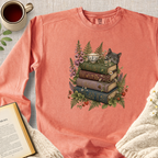 "Mischievous Kitten, Books, Tea" Garment-Dyed Comfort Sweatshirt