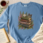 "Mischievous Kitten, Books, Tea" Garment-Dyed Comfort Sweatshirt
