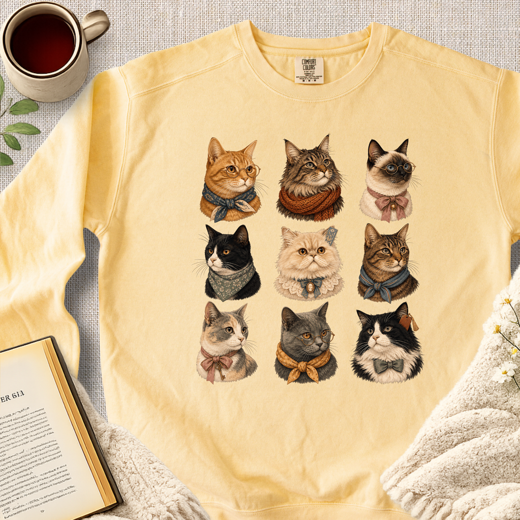 "For The Love Of Cats" Garment-Dyed Comfort Sweatshirt