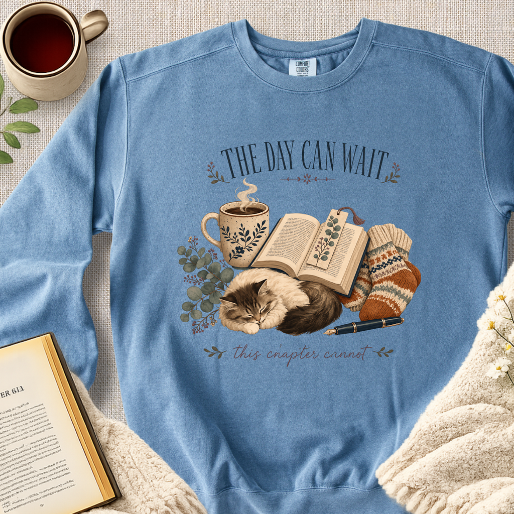 "The Day Can Wait, This Chapter Cannot" Garment-Dyed Comfort Sweatshirt