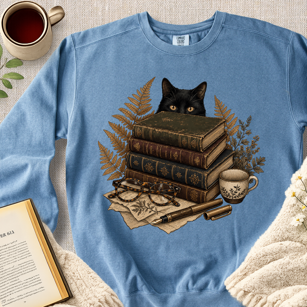 "Peek-A-Boo Black Cat" Garment-Dyed Comfort Sweatshirt