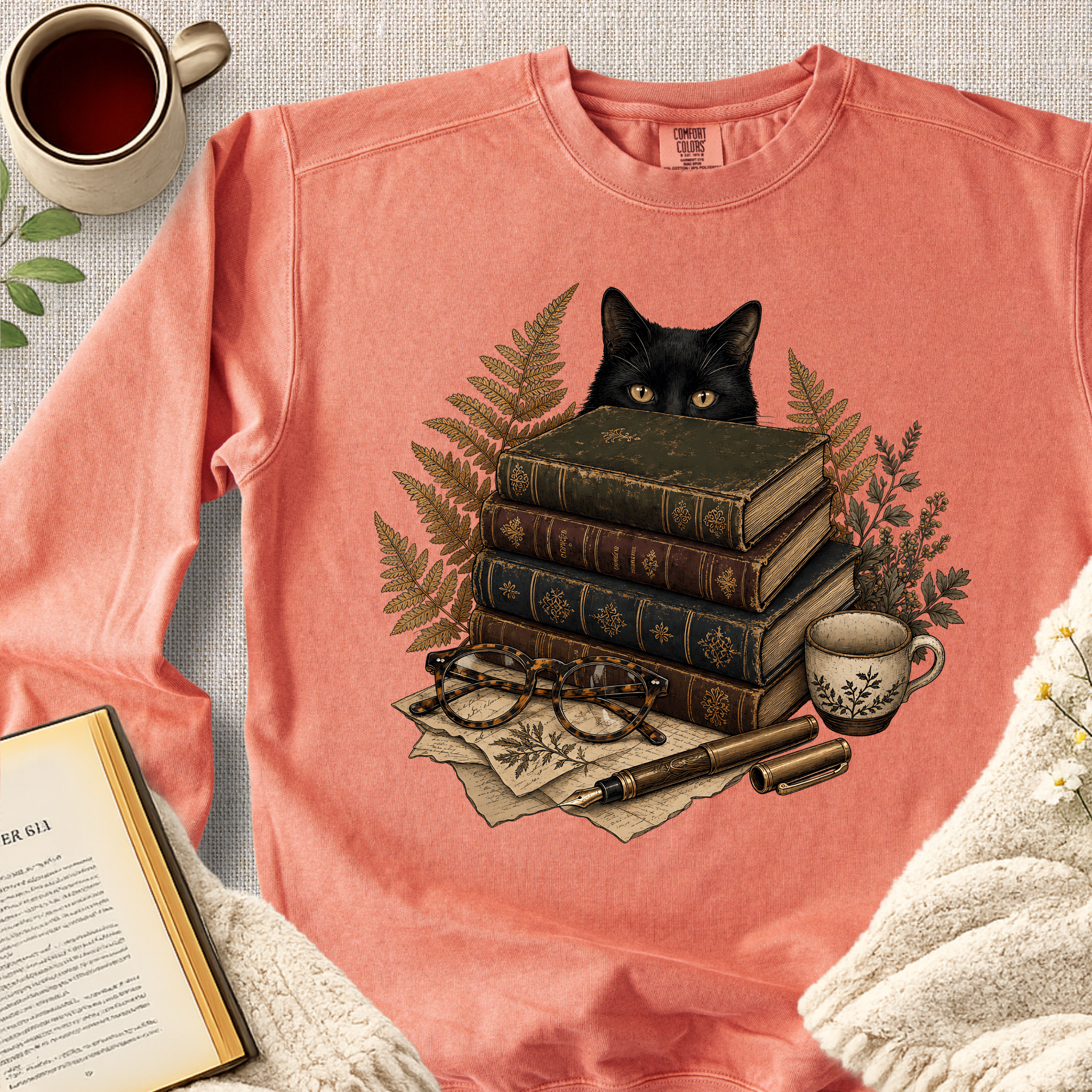 "Peek-A-Boo Black Cat" Garment-Dyed Comfort Sweatshirt
