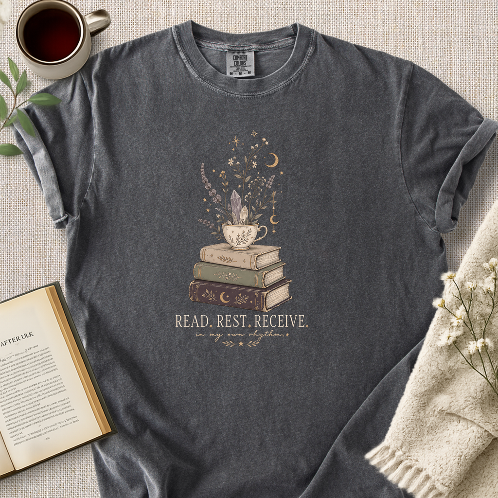 "Read. Rest. Receive." Cozy Tee