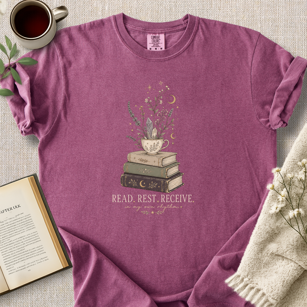 "Read. Rest. Receive." Cozy Tee