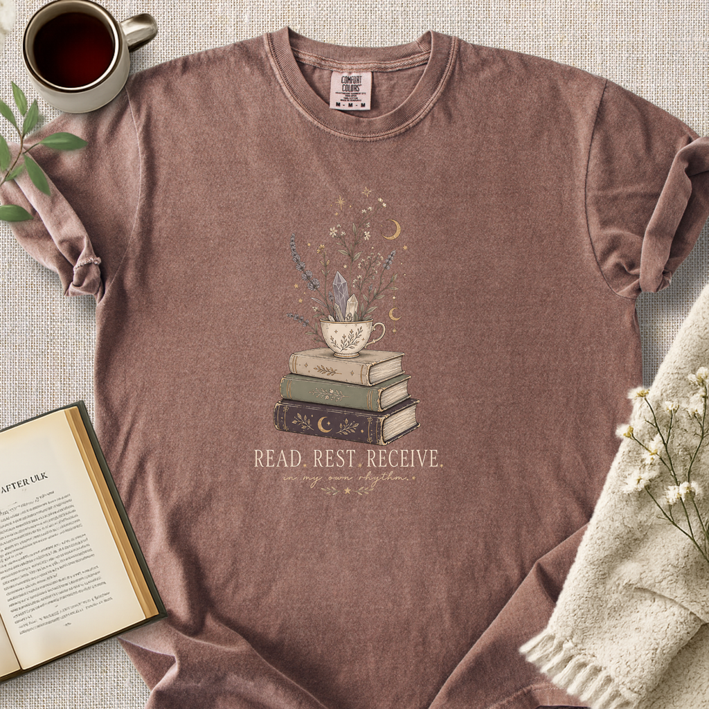 "Read. Rest. Receive." Cozy Tee
