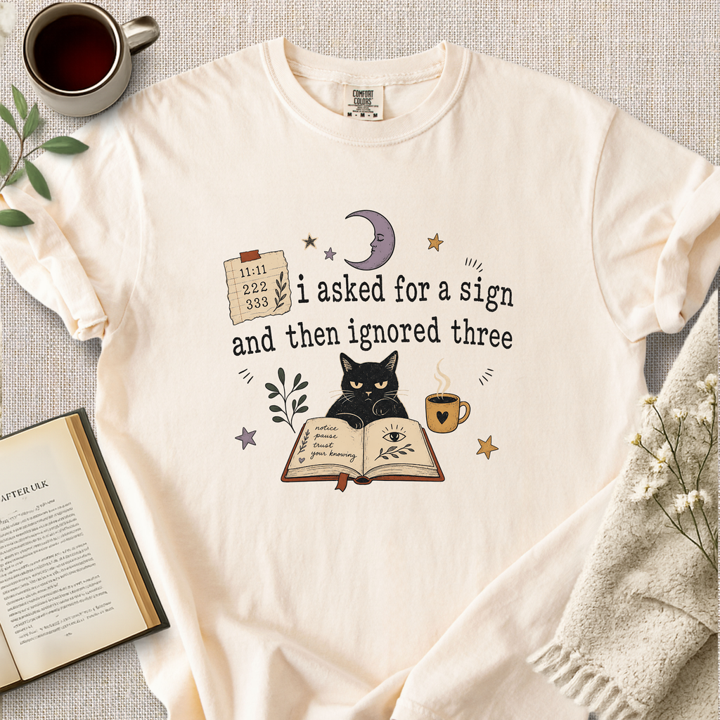 "I Asked For A Sign And Then Ignored Three" Cozy Tee