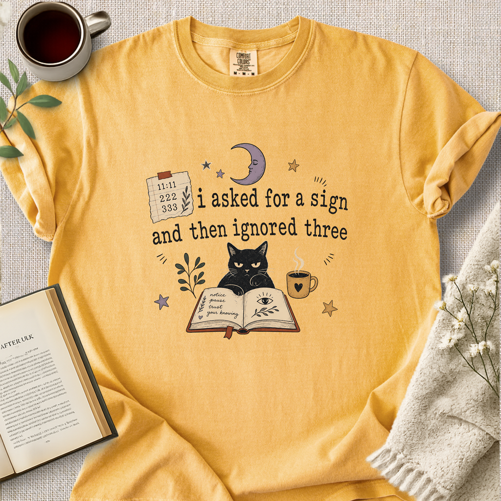 "I Asked For A Sign And Then Ignored Three" Cozy Tee
