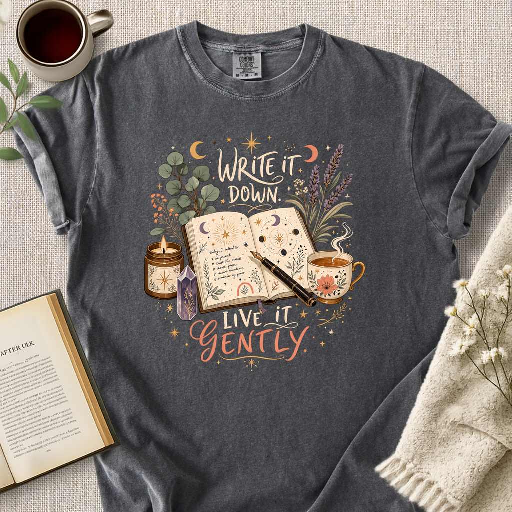 "Write It Down, Live It Gently" Cozy Tee