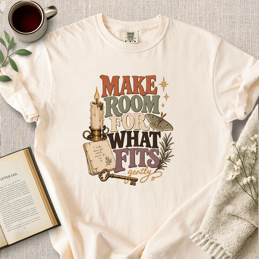 "Make Room For What Fits" Cozy Reading Tee