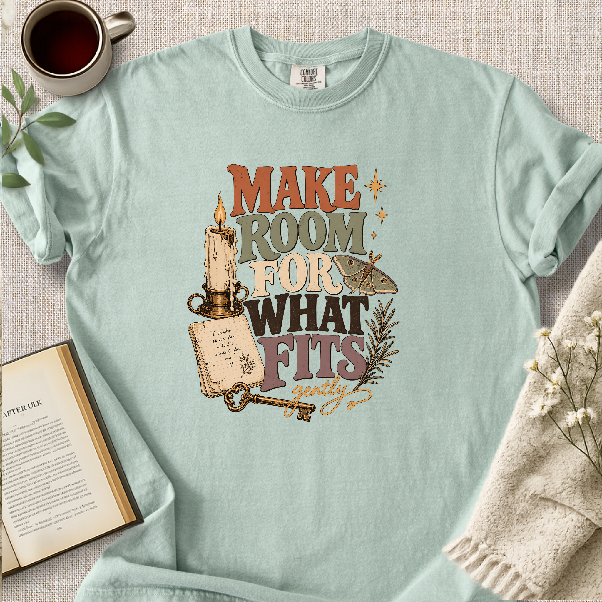 "Make Room For What Fits" Cozy Reading Tee