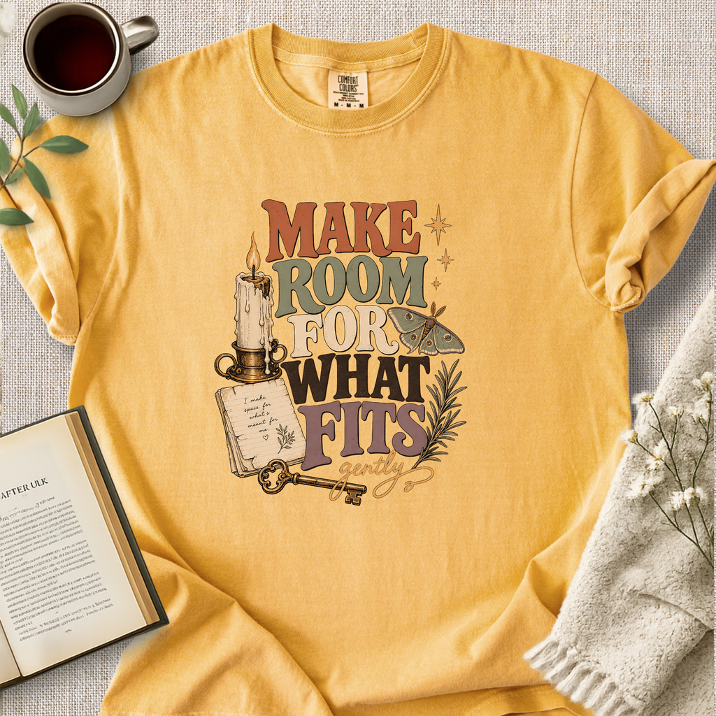 "Make Room For What Fits" Cozy Reading Tee