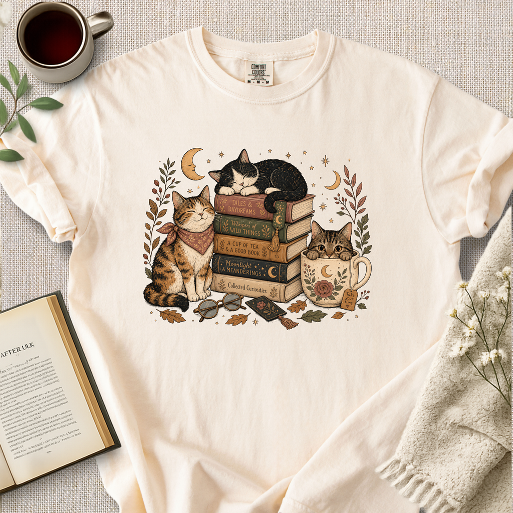 Cozy Introvert Cats Book Lover Shirt Cozy Tee