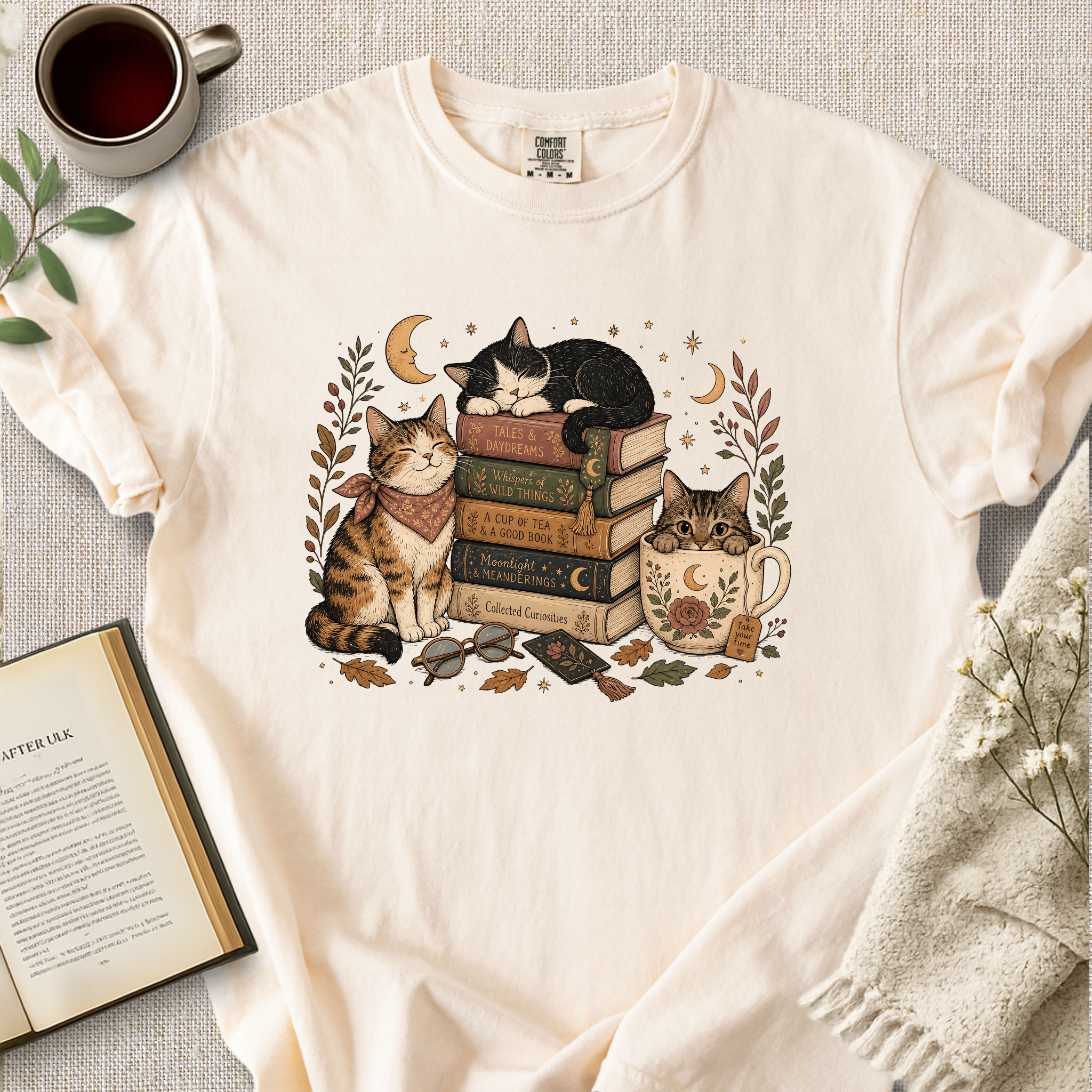 Cozy Introvert Cats Book Lover Shirt Cozy Tee