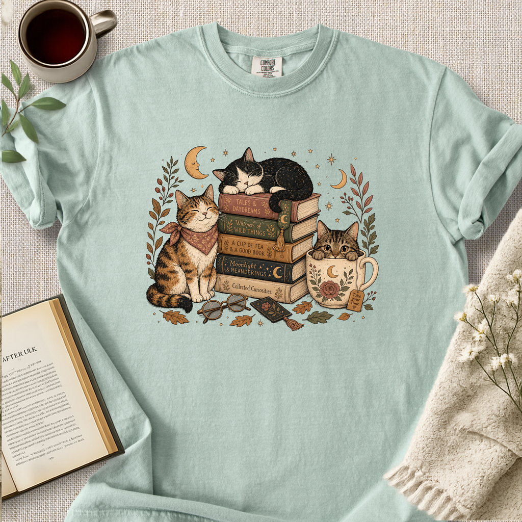 Cozy Introvert Cats Book Lover Shirt Cozy Tee
