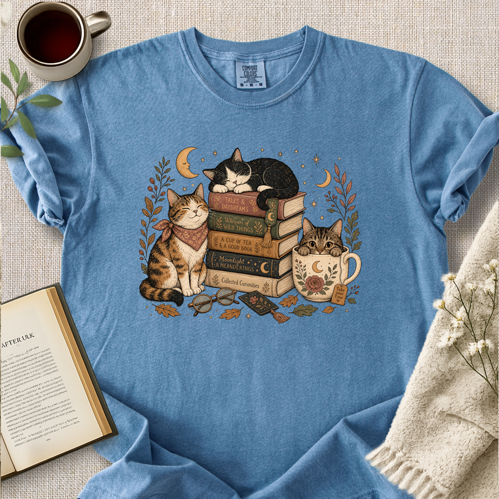 Cozy Introvert Cats Book Lover Shirt Cozy Tee