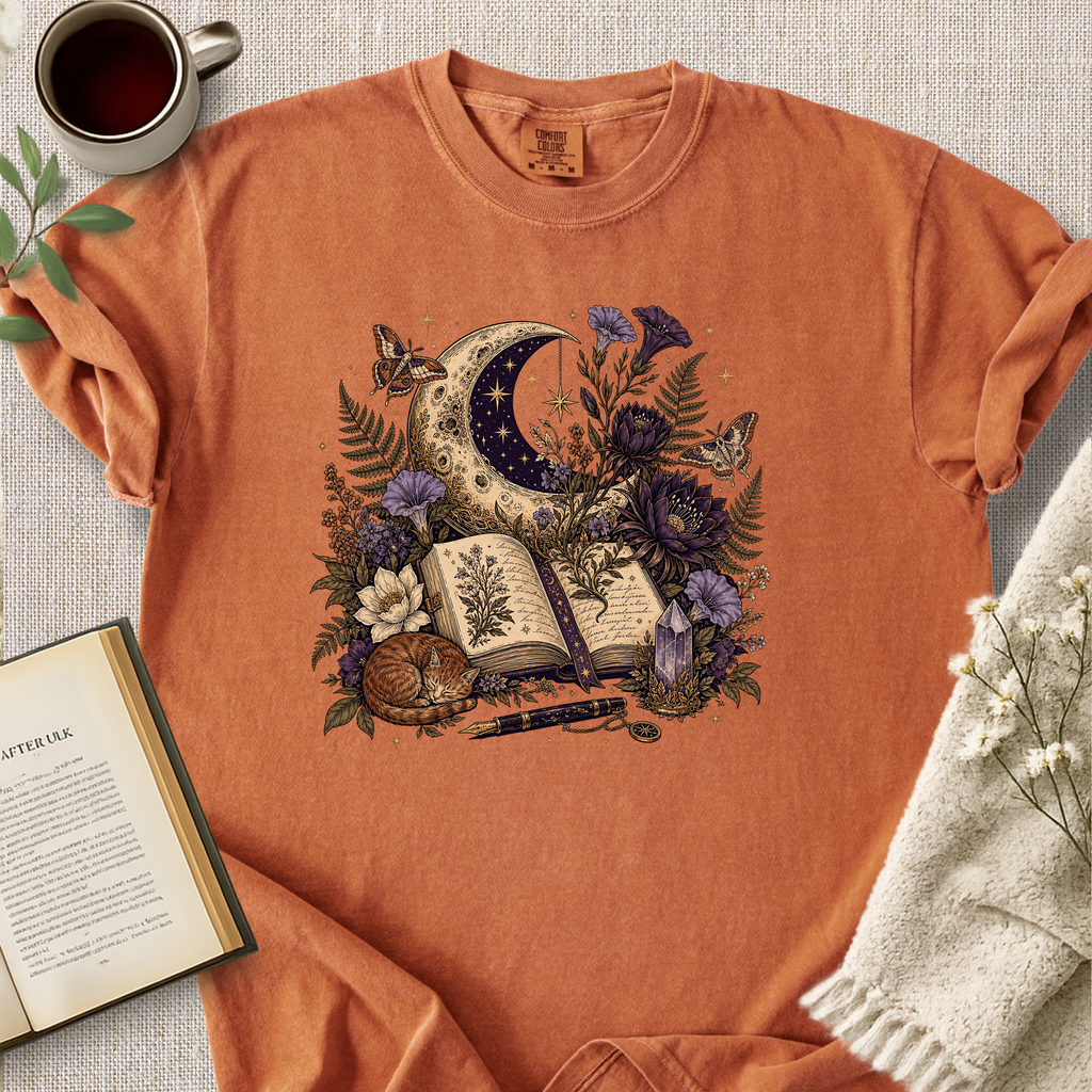 Celestial Journal Cat Moon Shirt Cozy Tee