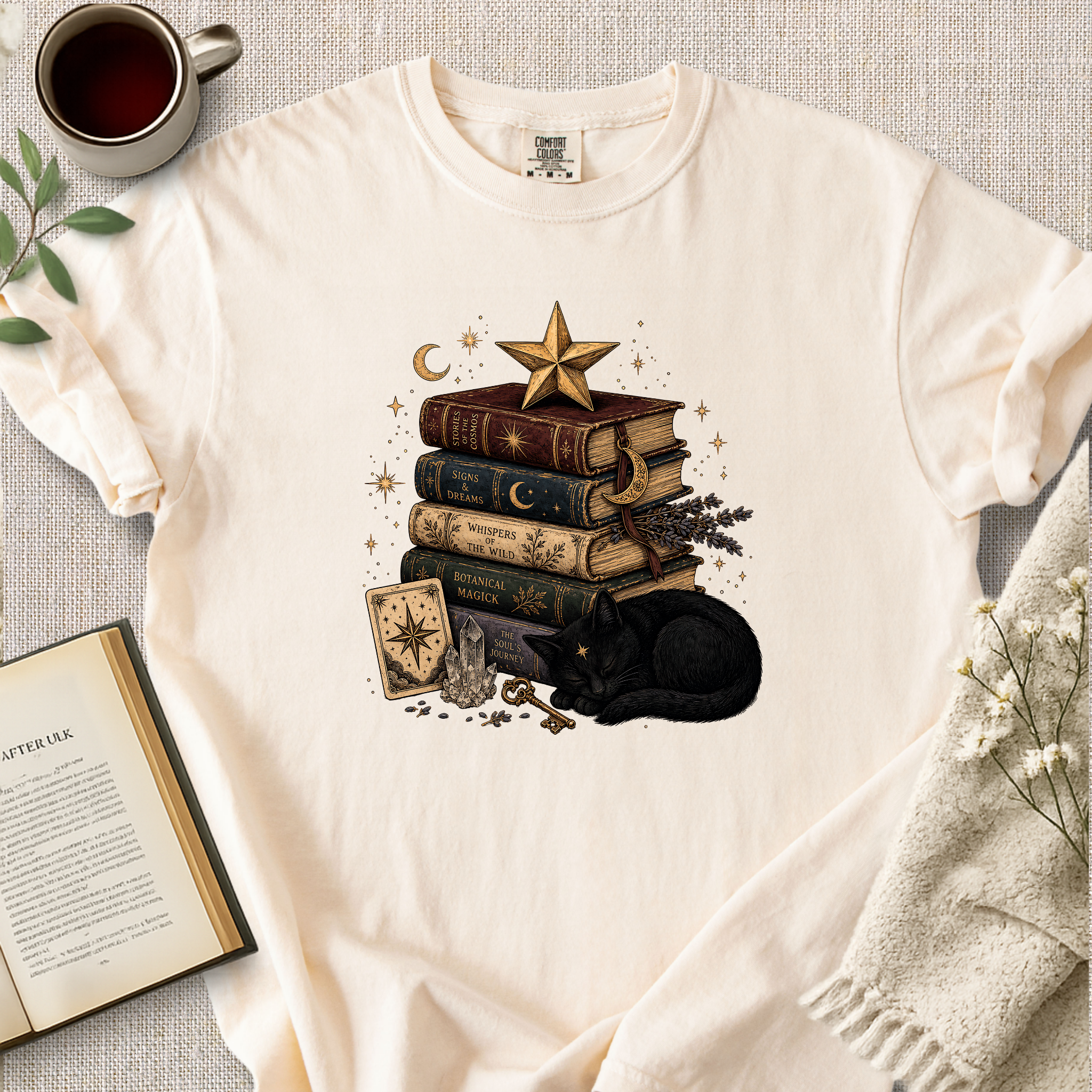 Mystical Bookshop Black Cat Shirt Cozy Tee