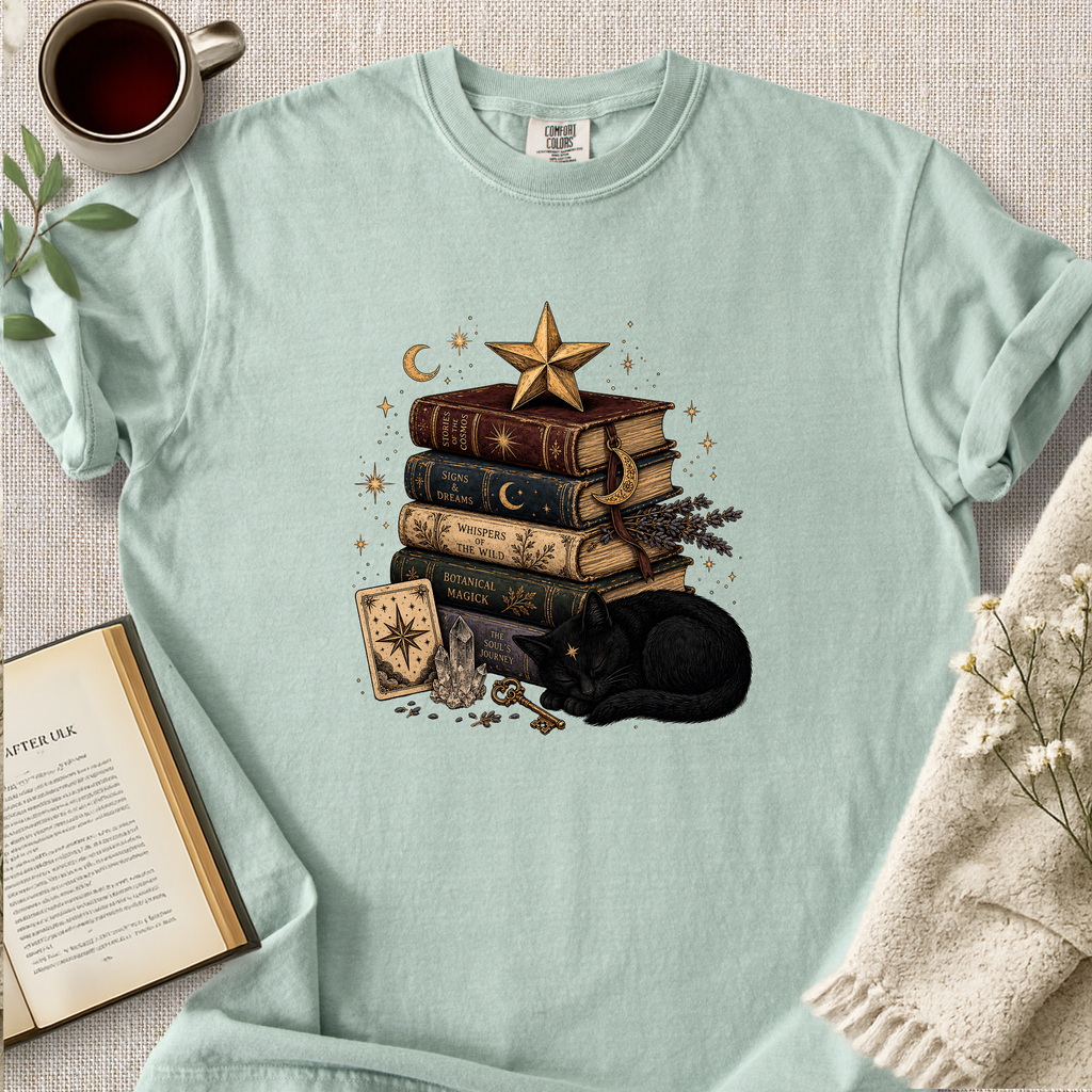 Mystical Bookshop Black Cat Shirt Cozy Tee